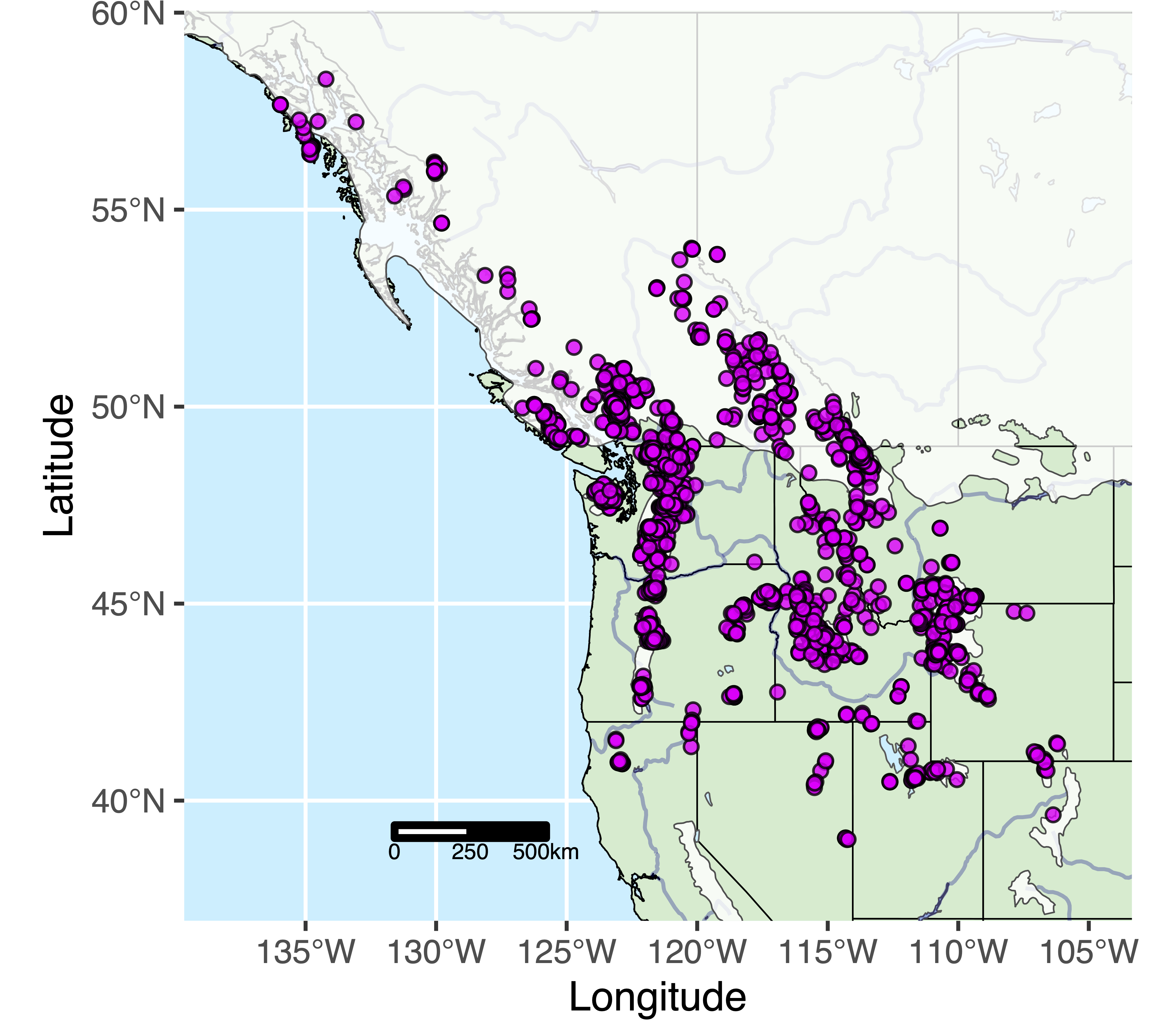 Range-wide occurence records across of E. lewisii